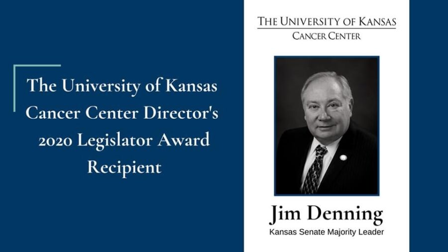 A banner design for University of Kansas featuring Jim Denning